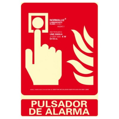 SEÑAL "PULSADOR DE ALARMA" 210X300 PVC ROJO ARCHIVO 2000 6171-04H RJ (Espera 4 dias)